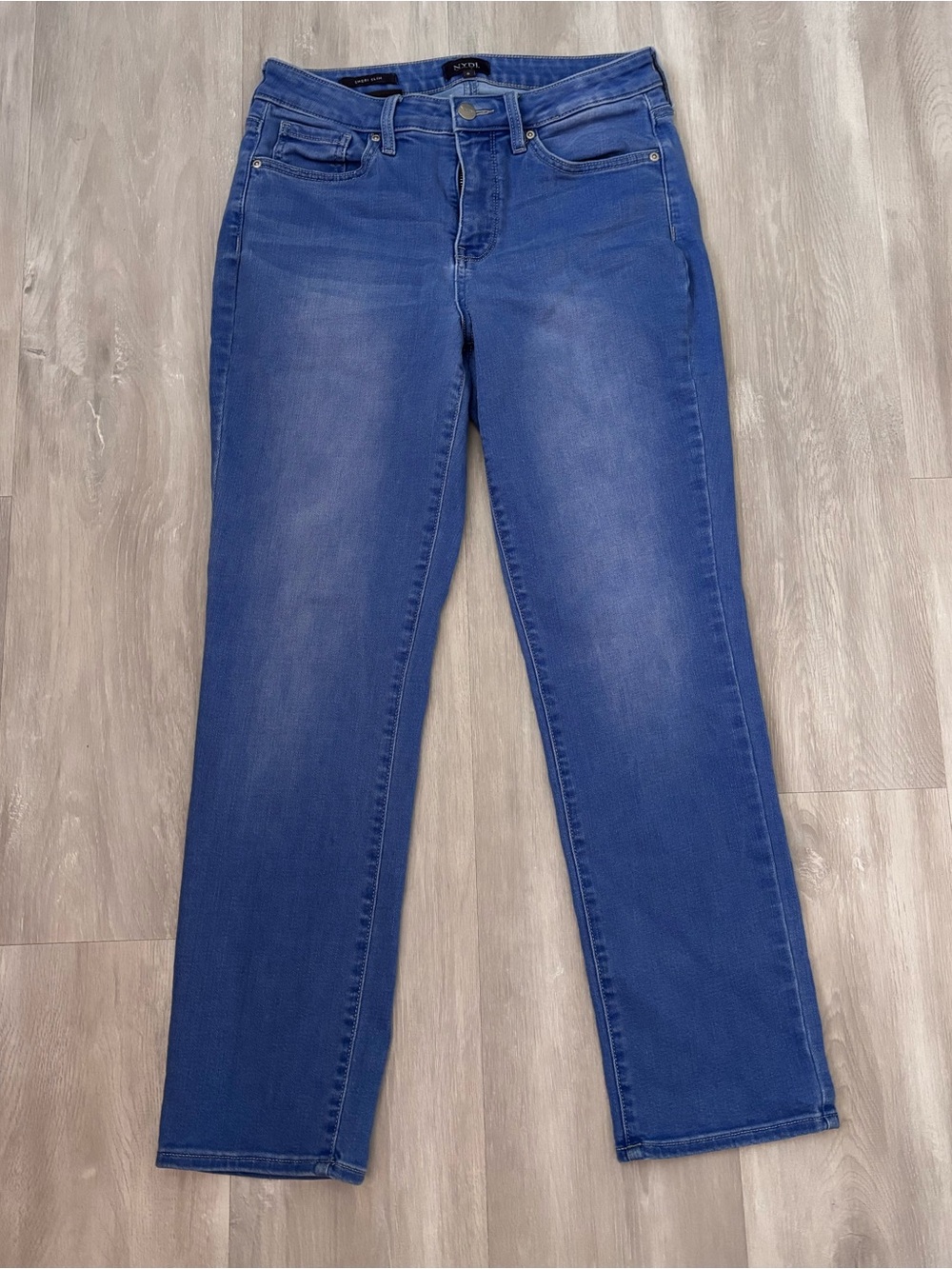 NYDJ Sheri Slim Straight-Leg Jeans in Blue Denim